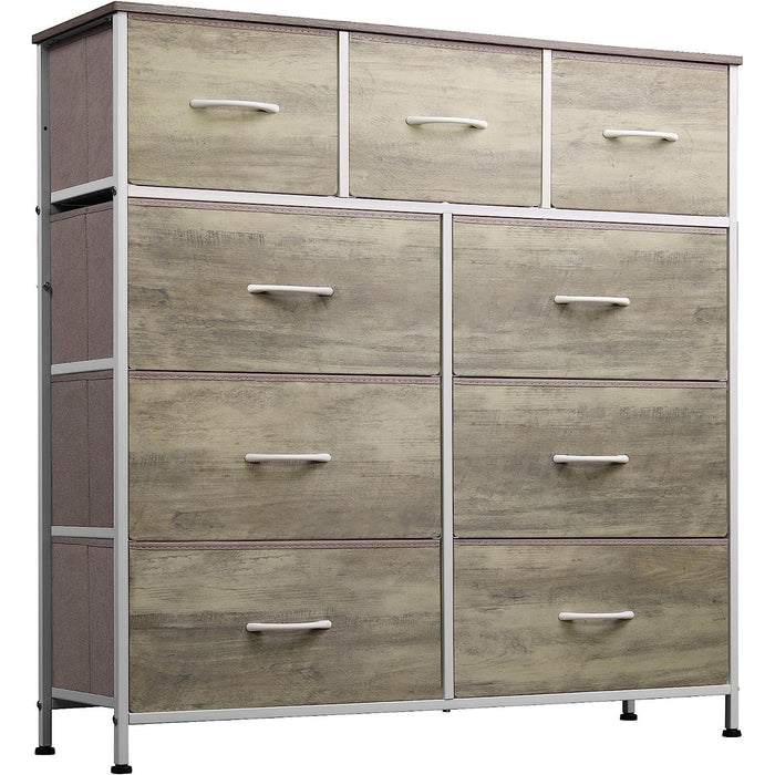 Fabric Storage Tower with 9 Drawers, Greige