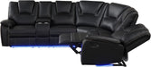 Black Faux Leather Recliner Sofa with Cup Holders
