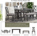 6 Piece Foldable Dining Set for 6 with Bench, Gray