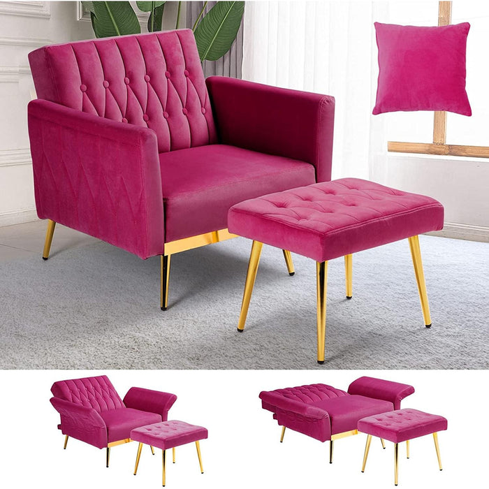 Fuchsia Velvet Accent Chair with Adjustable Features