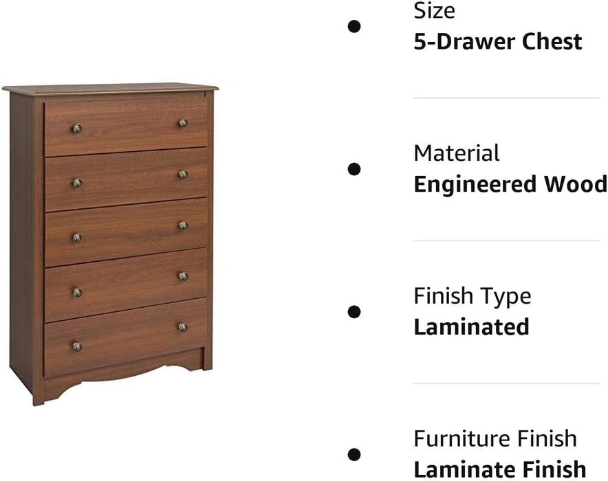 Cherry 5-Drawer Chest, Monterey Collection