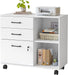 White Mobile File Cabinet with Lock and Shelves