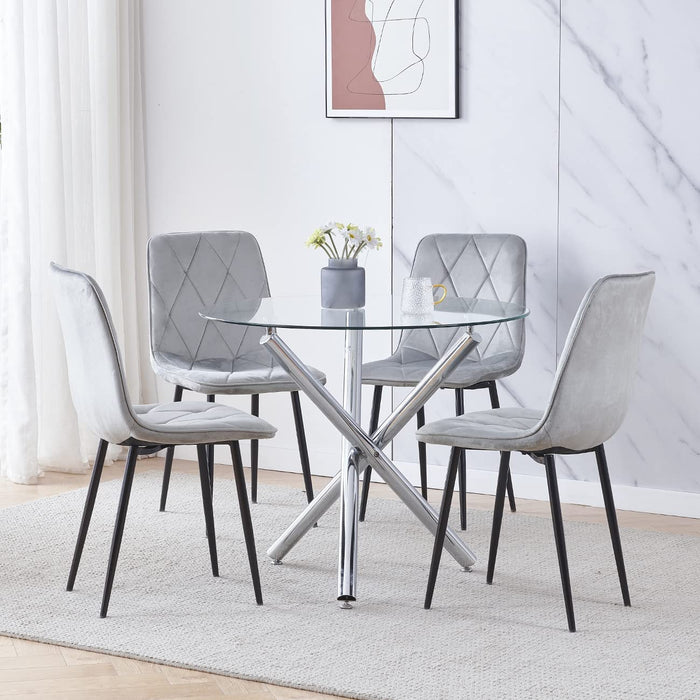 5-Piece Modern Glass Dining Table Set