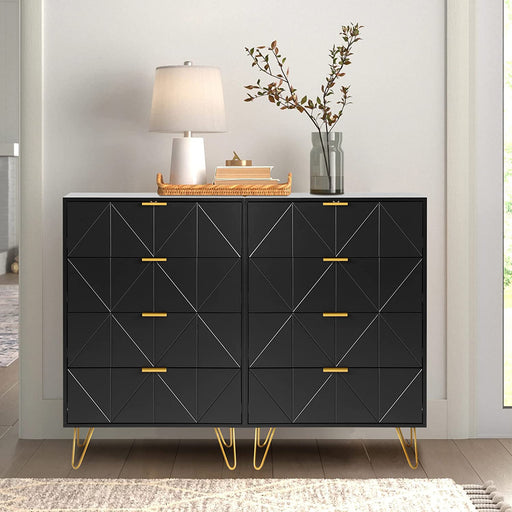Black 4 Drawer Dresser with Sturdy Frame and Wood Top
