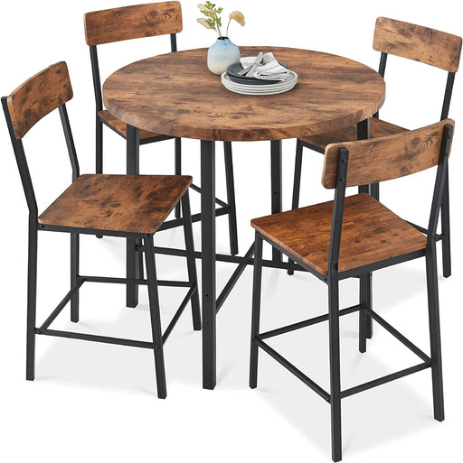 Modern round Counter Height Dining Set for 4