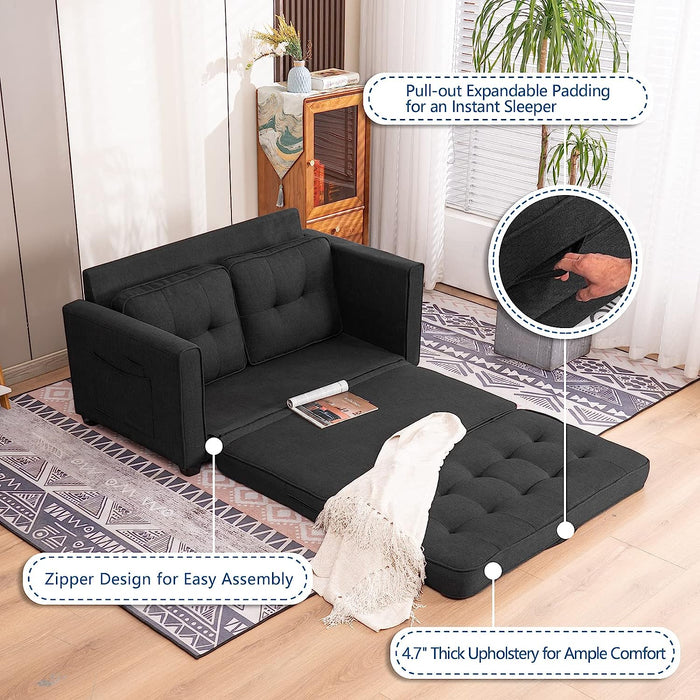 Modern Black Loveseat Sleeper for Small Spaces
