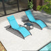 Patio Chaise Lounge Chair Set with 2 Side Table Outdoor Pool Adjustable Recliner Chairs for outside Beach Poolside Sunbathing Tanning Lounger