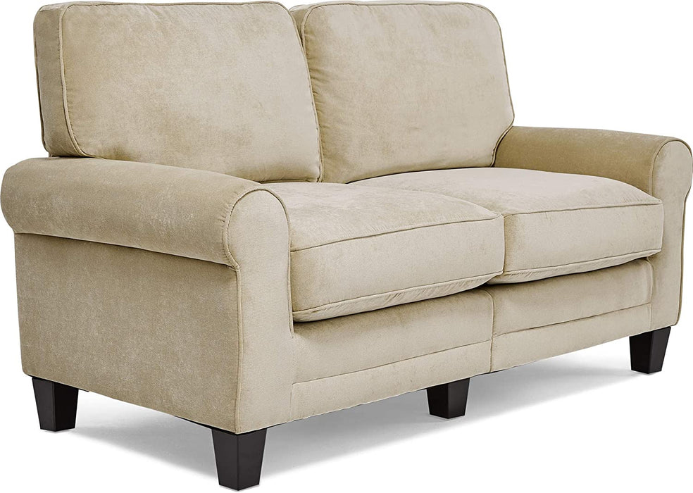 Tan Modern Upholstered Loveseat