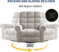 Cream White Rocker Recliner with Heat & Massage