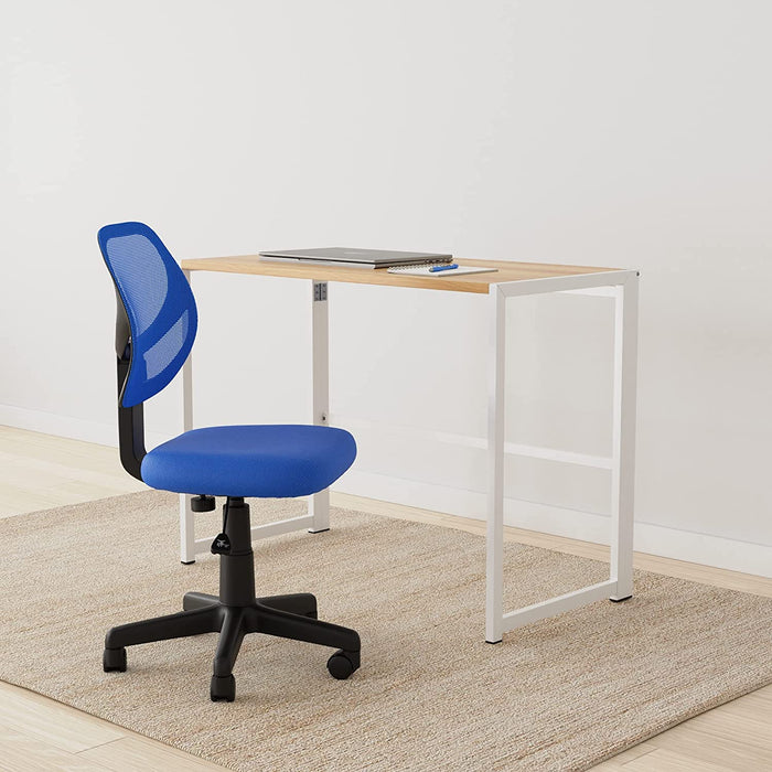 Blue Swivel Office Chair with Low-Back Design