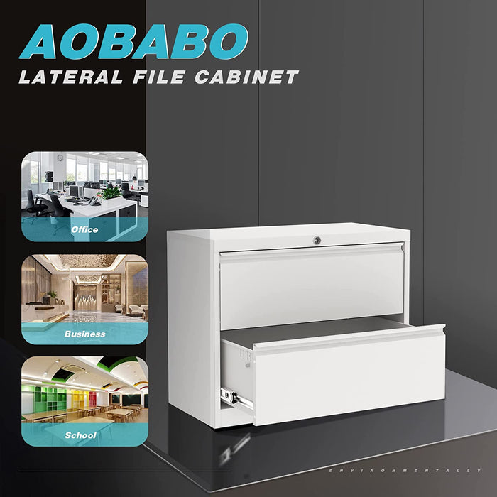 White 2-Drawer Lockable File Cabinet for Office/Home
