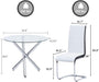 White Glass Dining Table and Faux Leather Chairs Set