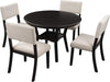 5-Piece round Kitchen Dining Table Set with Upholstered Chairs, Espresso