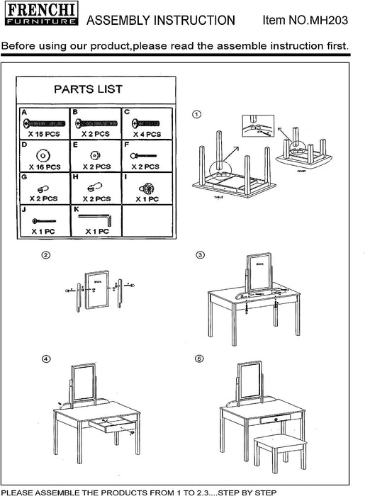 Frenchi Furniture Wood Vanity Set