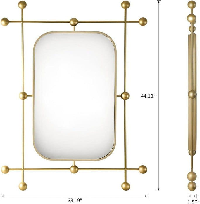 Macluu Irregular Decor Metal Pipe Wall Mirror - Gold - 44" X 33"