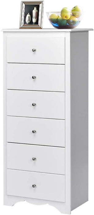 Wooden 6 Drawer Chest, White