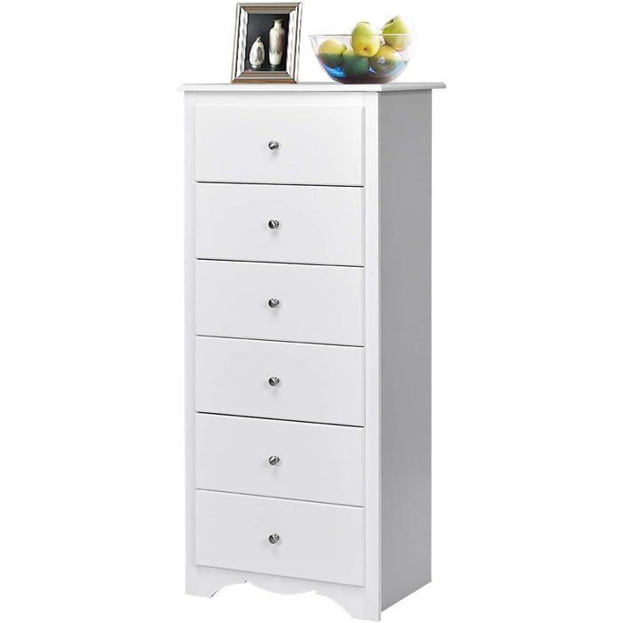Wooden 6 Drawer Chest, White