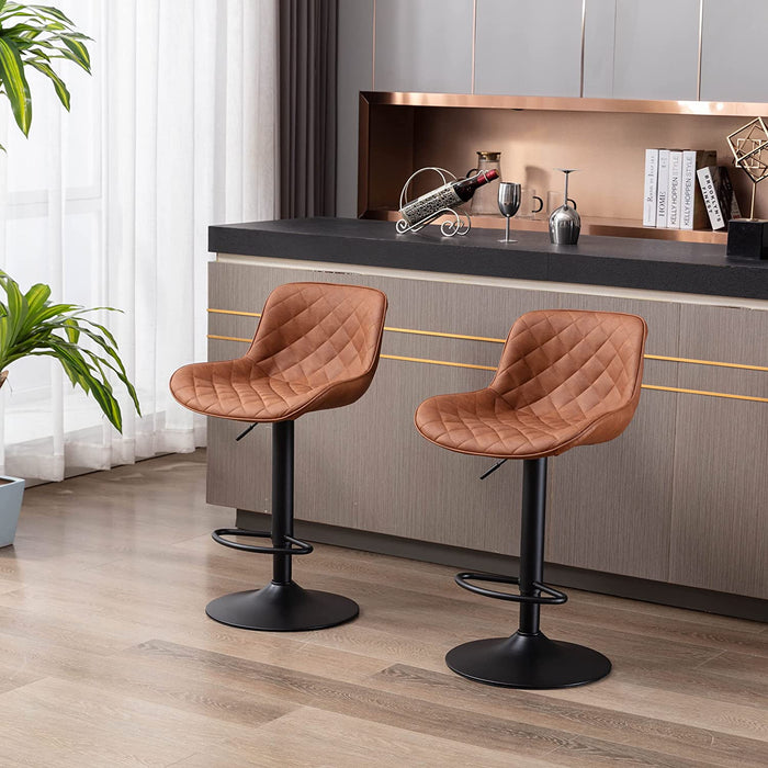 Swivel Bar Stools PU Leather Adjustable Set of 2