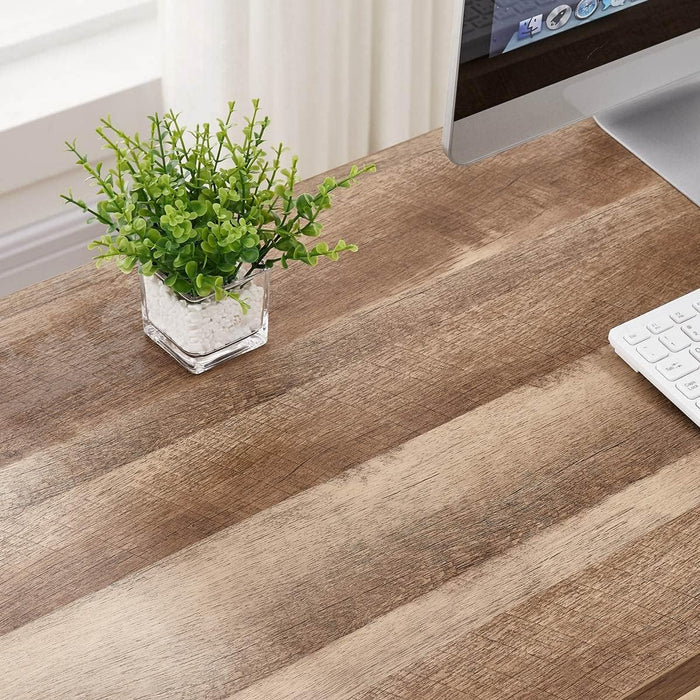 Rustic Industrial L-Shaped Office Desk with Shelves