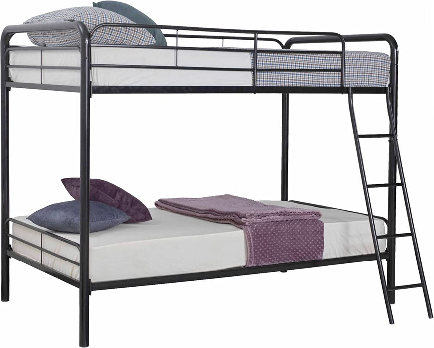 Twin over Twin Metal Bunk Bed, Black