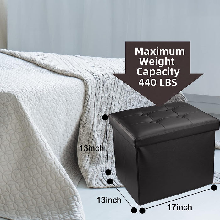Black Folding Ottoman with Storage and Footrest