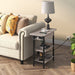 End Table with Charging Station, Flip Top Side Table for Small Spaces, Greige