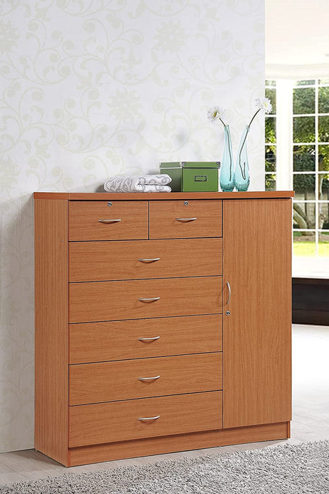 Jumbo 7-Drawer Chest with Hanging Rod, Cherry