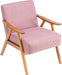 Pink Mid-Century Modern Lounge Chair with Wooden Frame