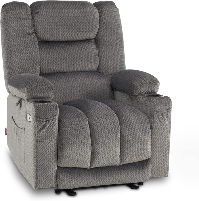 Gray Electric Power Recliner with Heat & Massage