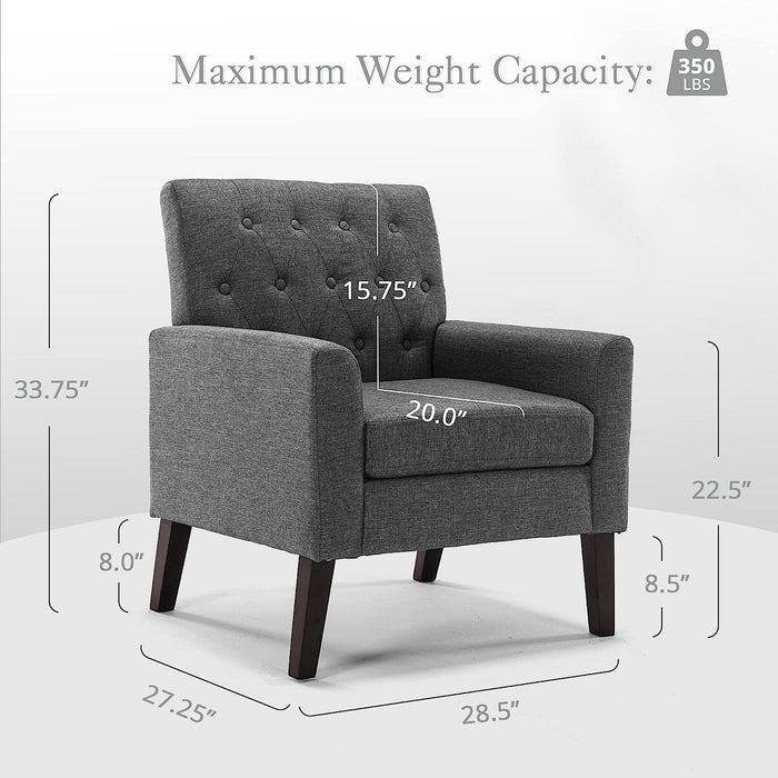 Modern Gray Linen Accent Armchair with Arms