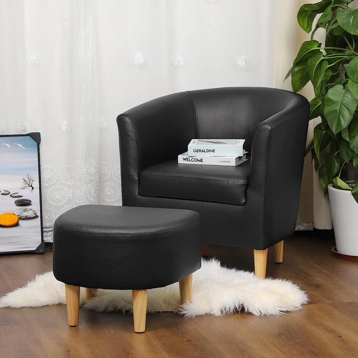 Mid Century Modern Faux Leather Accent Chair