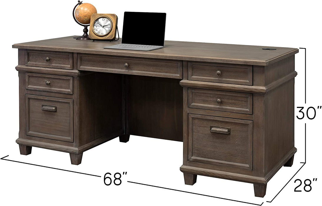 Double Pad Desk, 68", Weathered Dove