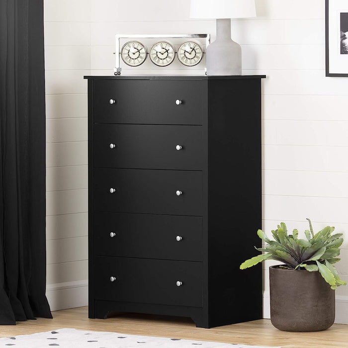 Black 5-Drawer Dresser with Nickel Handles