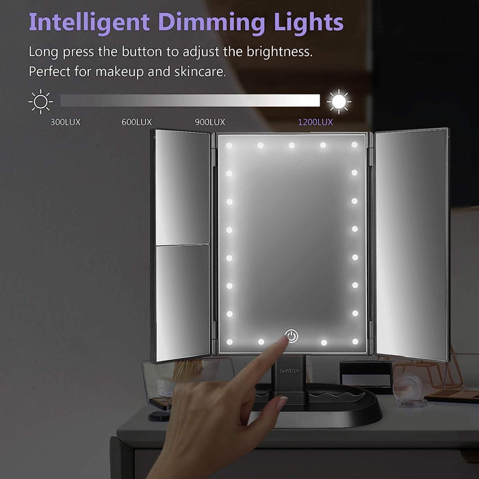 Trifold Lighted Makeup Mirror