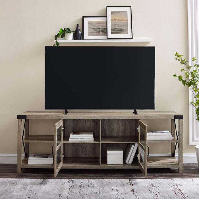 Rustic Modern Metal and Wood TV Stand