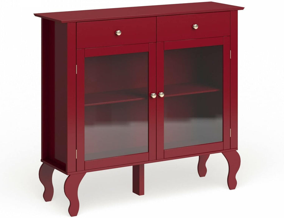 Wood and Glass Doors Buffet Sideboard Server Cabinet