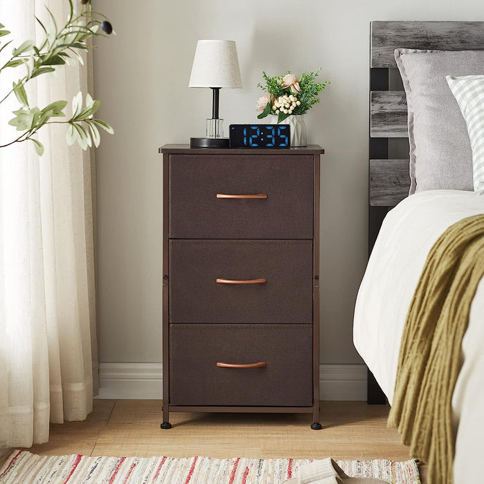 Small 3 Drawer Dresser, Coffee Brown/Walnut