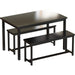 3-Piece Dining Table Set with 2 Benches, Sturdy Structure