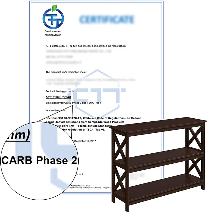 3-Tier Espresso Console Table with Storage Shelves