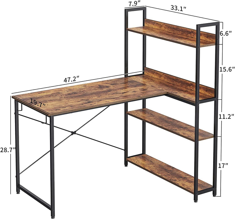 Small L-Shaped Desk with Storage Shelves