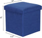 Linen Blue Ottoman Cube with Storage and Seat
