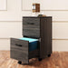 Rustic Wood File Cabinet with Rolling Drawers