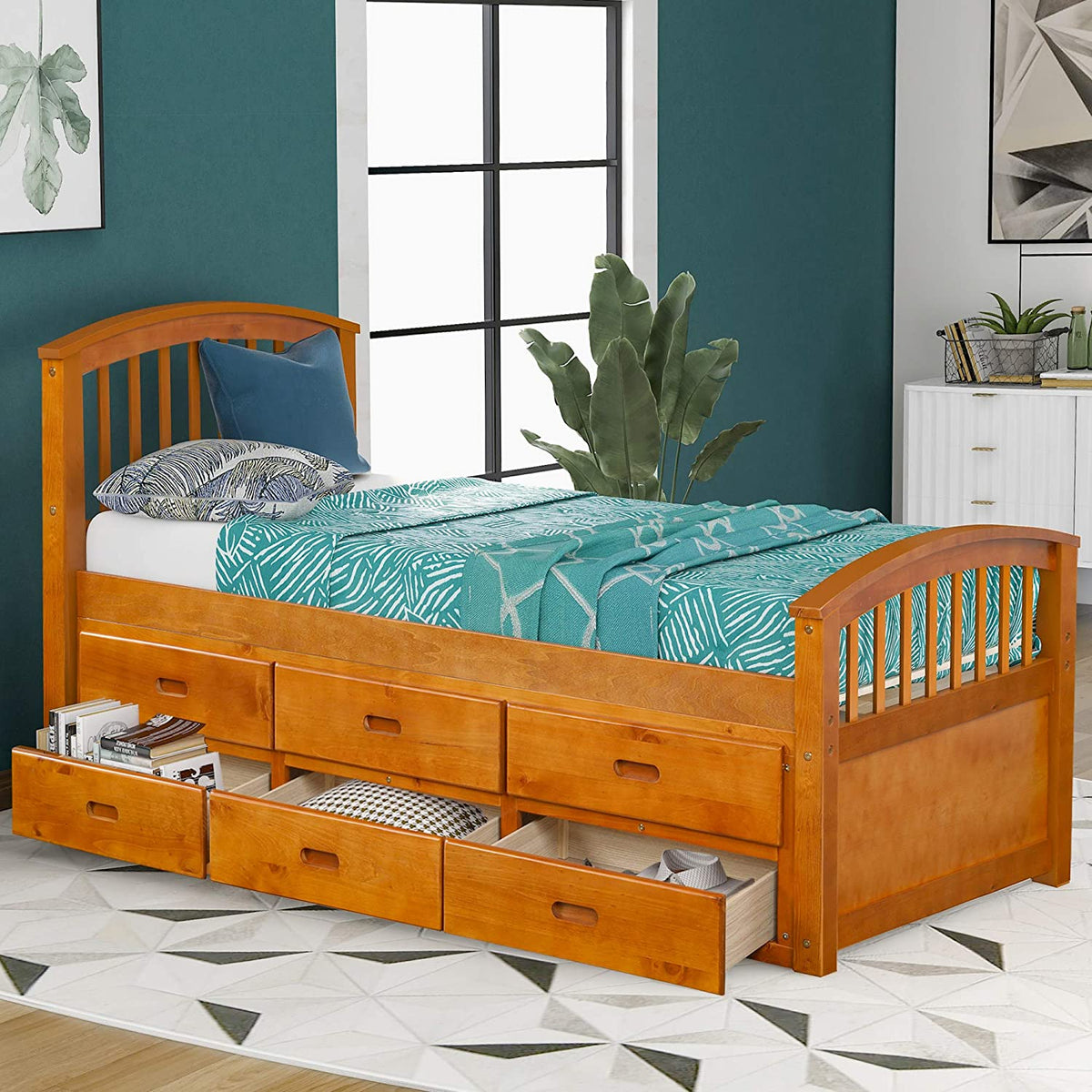 Solid oak deals twin bed