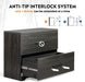 Charcoal Black Wood File Cabinet with Anti-Tilt Mechanism