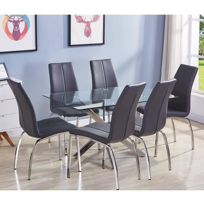 Tempered Glass Dining Table with Chromed Legs (White)