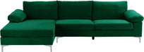 Large Green Velvet L-Shape Sectional Sofa