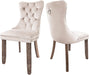 Solid Wood Dining Chairs with Nailhead Back (Set of 2, Beige)