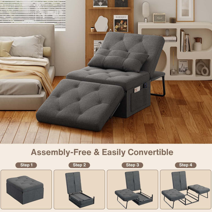 4-In-1 Convertible Sofa Bed with Ottoman