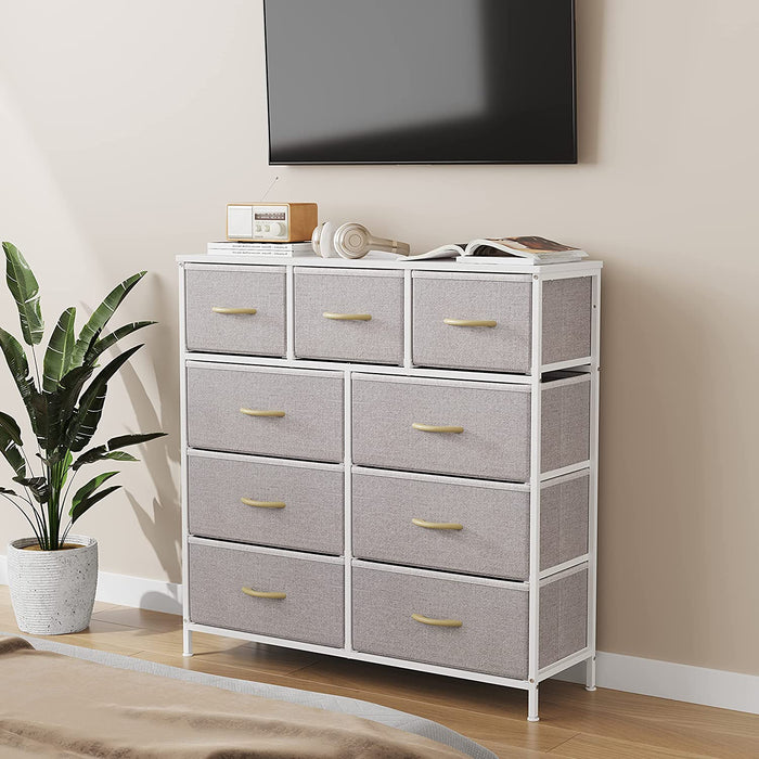 Tall Fabric Dresser of Chest with 9 Drawers