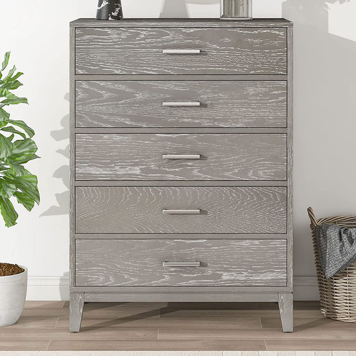 Grey Grain Wooden Storage Cabinet with 6 Drawers